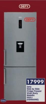 Defy Side by Side Fridge Freezer Wide Body Metallic 532Lt