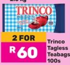 Trinco Tagless Teabags 100s