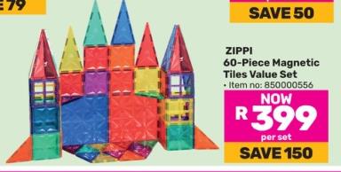 ZIPPI 60-Piece Magnetic Tiles Value Set