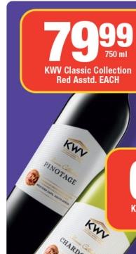 Kwv Classic Collection Red Asstd Each 750ml