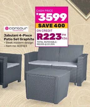 Contour Housewares Jabulani 4-Piece Patio Set Graphite