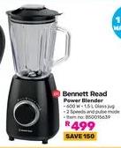 Bennett Read Power Blender - 400 W - 1.5 L Glass jug 