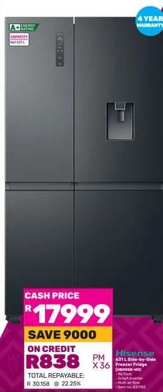 Hisense 431 Side-by-Side Refrigerator 