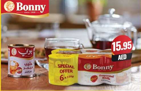 Bonny Evaporated Milk Full Cream 6x170 Gm