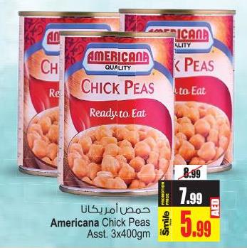 Americana Chick Peas Ready to Eat 3x400 gm 