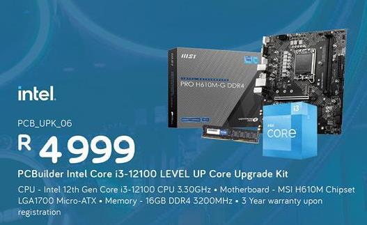 Msi PCBuilder Intel Core i3-12100 LEVEL UP Core Upgrade Kit