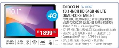 DIXON 10.1-INCH HD 64GB 4G LTE QUAD-CORE TABLET