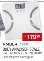 AMBER BODY ANALYSER SCALE BMI, FAT, MUSCLE & HYDRATION