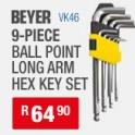 BAYER 9-piece Ball Point Long Arm Hex Key Set