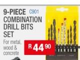 9-PIECE COMBINATION DRILL BITS SET for metal, wood & concrete