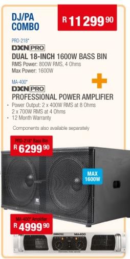 DXNPRO  Dual 18-Inch 1600W Bass Bin + DXNPRO Professional Power Amplifier