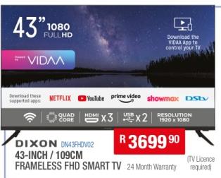 43" 1080 Full HD Frameless Smart TV with VIDAA