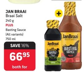 JAN BRAAI Braai Salt 240g PLUS Basting Sauce (All variants) 750 ml