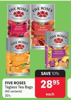 FIVE ROSES Tagless Tea Bags (All variants) 20's