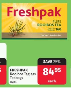 Freshpak Pure Rooibos Tea 160's