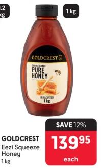 Goldcrest Eezi Squeeze Pure Honey 1kg