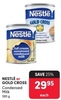 Nestlé or Gold Cross Condensed Milk 385g