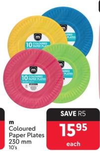 Makro Coloured Paper Plates 230mm 10's