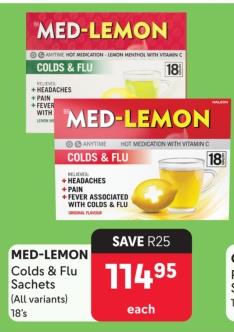 MED-LEMON Colds & Flu Sachet (All Variants) 18's