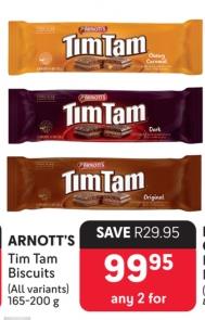 ARNOTT'S Tim Tam Biscuits (All variants) 165-200g Any 2