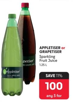 Appletiser or Grapetiser Sparkling Fruit Juice 1.25L Any 2