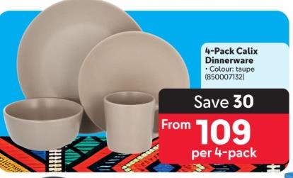 4-Pack Calix Dinnerware