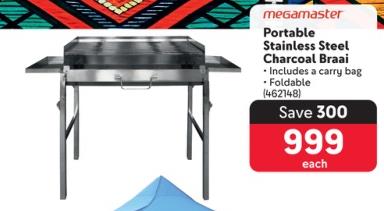 Megamaster Portable Stainless Steel Charcoal Braai