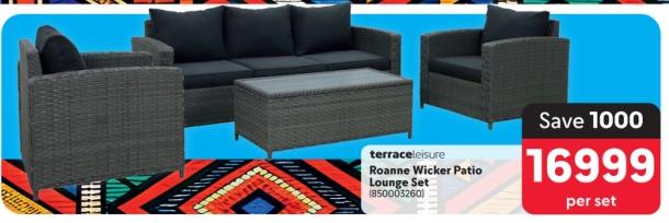 Terrace Leisure Roanne Wicker Patio Lounge Set