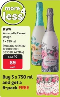 KWV Annabelle Cuvée Range 1 x 750ml ( Buy 3 x 750 ml and get a 6-pack FREE )