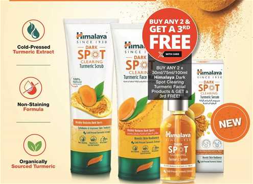 BUY ANY 2 x 30ml/75ml/100ml Himalaya Dark Spot Clearing Turmeric Facial Products & GET a 3rd FREE!