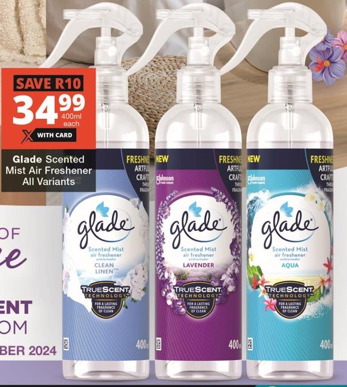 Glade Scented Mist Air Freshener All Variants 400ml Each