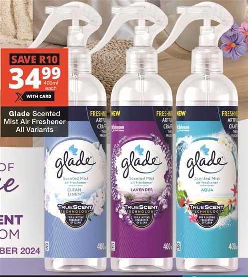 Glade Scented Mist Air Freshener All Variants 400ml Each