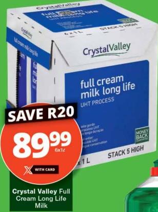 Crystal Valley Full Cream Long Life Milk 6x1L