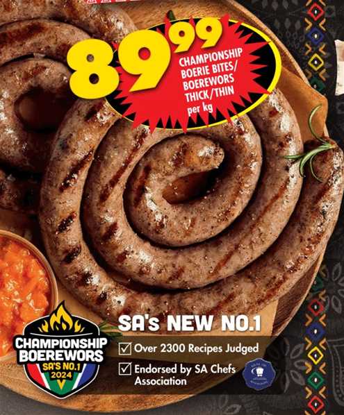 Championship Boerie Bites/Boerewors Thick/Thin per kg