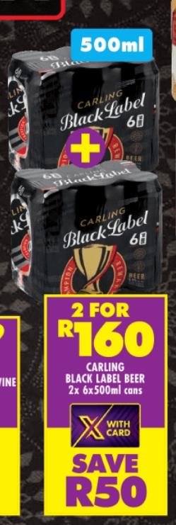 CARLING BLACK LABEL BEER 2x 6x500ml cans