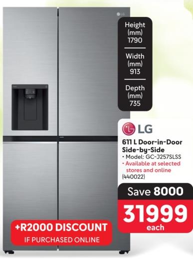 LG 611 L Door-in-Door Side-by-Side Refrigerator 