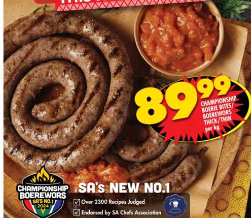 Championship Boerie Bites /Boerewors Thick /Thin Per kg