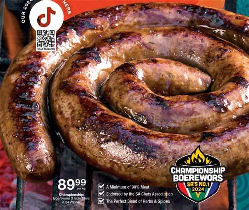 Championship Boerewors (Thick/Thin) 2024 Winner Per Kg