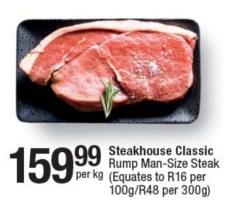 Steakhouse Classic Rump Man-Size Steak Per Kg