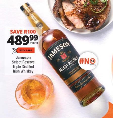 Jameson Select Reserve Triple Distilled Irish Whiskey 750ml