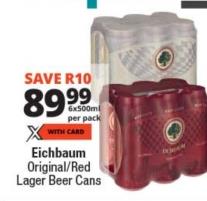 Eichbaum Original/Red Lager Beer Cans 6x5007ml Per Pack