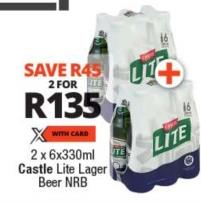 Castle Lite Lager Beer NRB 2 x 6 x330ml