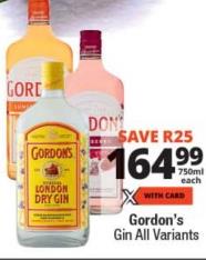 Gordon's Gin All Variants 750ml