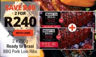 2 x 750g Ready to Braai BBQ Pork Loin Ribs