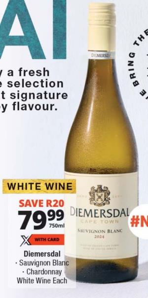 Diemersdal • Sauvignon Blanc • Chardonnay White Wine Each 750ml