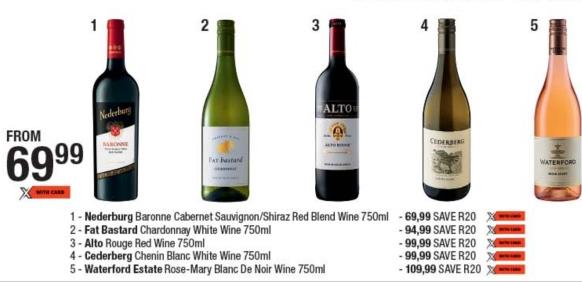 Cederberg Chenin Blanc White Wine 750ml , Alto Rouge Red Wine 750ml