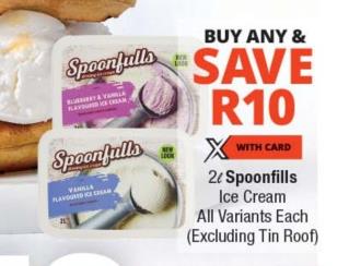 2L Spoonfills Ice Cream All Variants Each (Excluding Tin Roof) Any 2