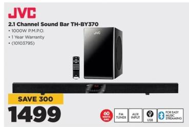 Jvc 2.1 Channel Sound Bar TH-BY370 