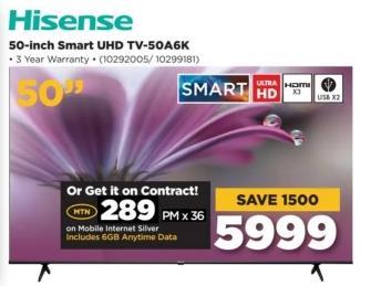 Hisense 50-inch Smart UHD TV-50A6K 