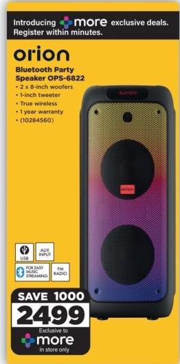 Orion Bluetooth Party Speaker OPS-6822  